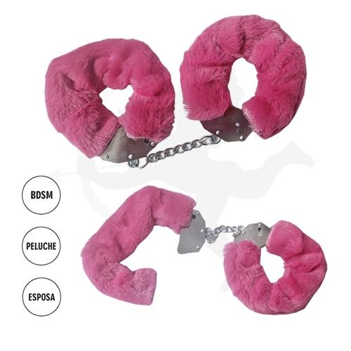 Esposas de metal con peluche fucsia